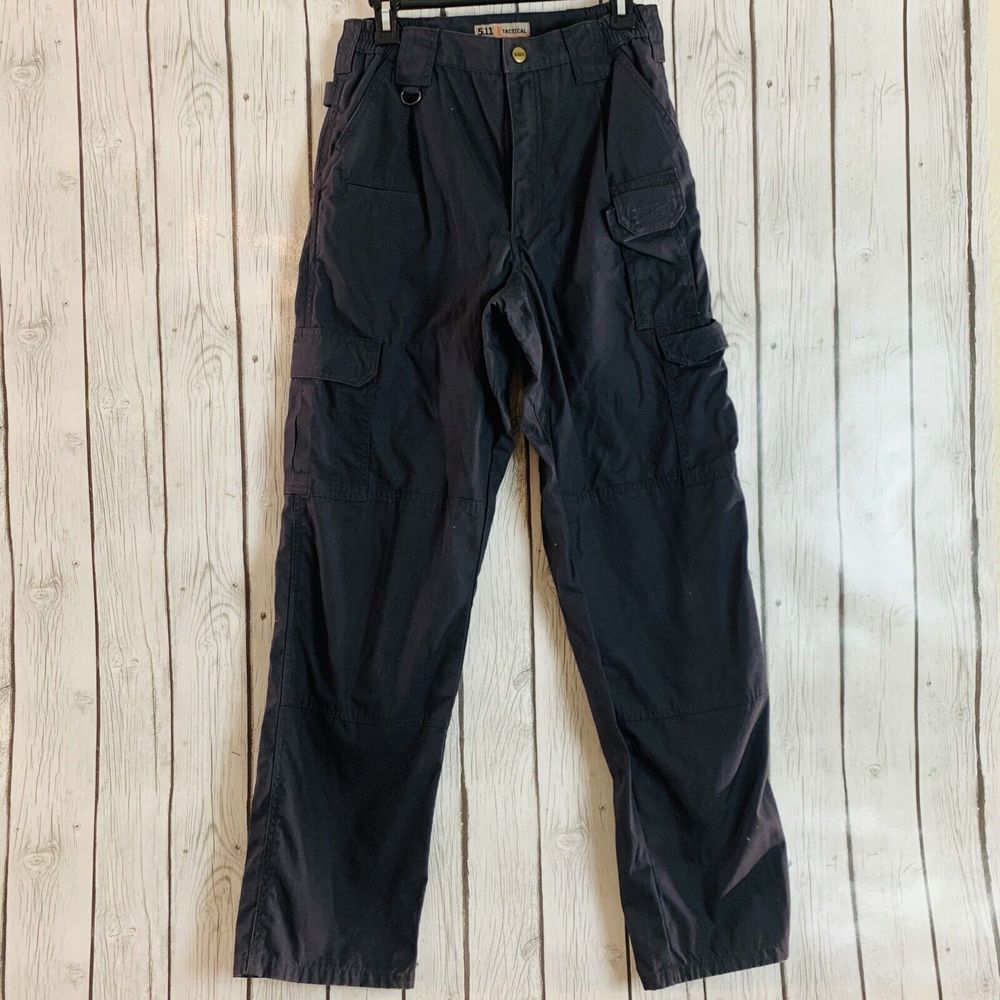 Mens 5.11 Tactical Multi Pocket Cargo Charcoal Pants Elastic Size W 30 L 32